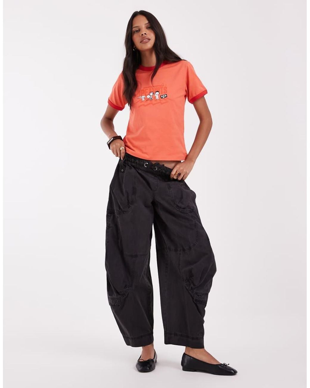 ASOS Red License Peanuts Snoopy Ringer Tee