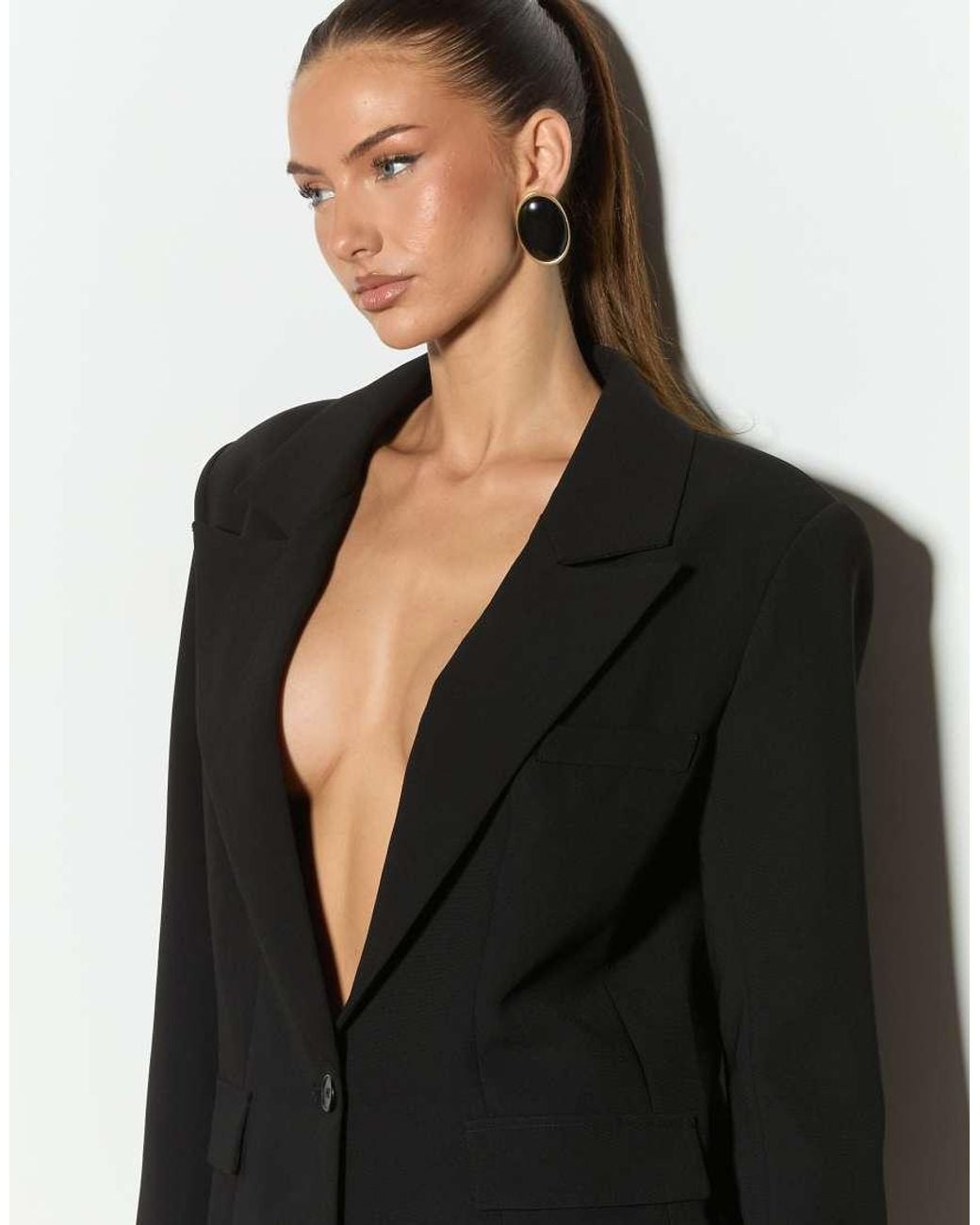 Noughts & Kisses Black Zinnia Tailored Oversized Shoulder Pad Blazer