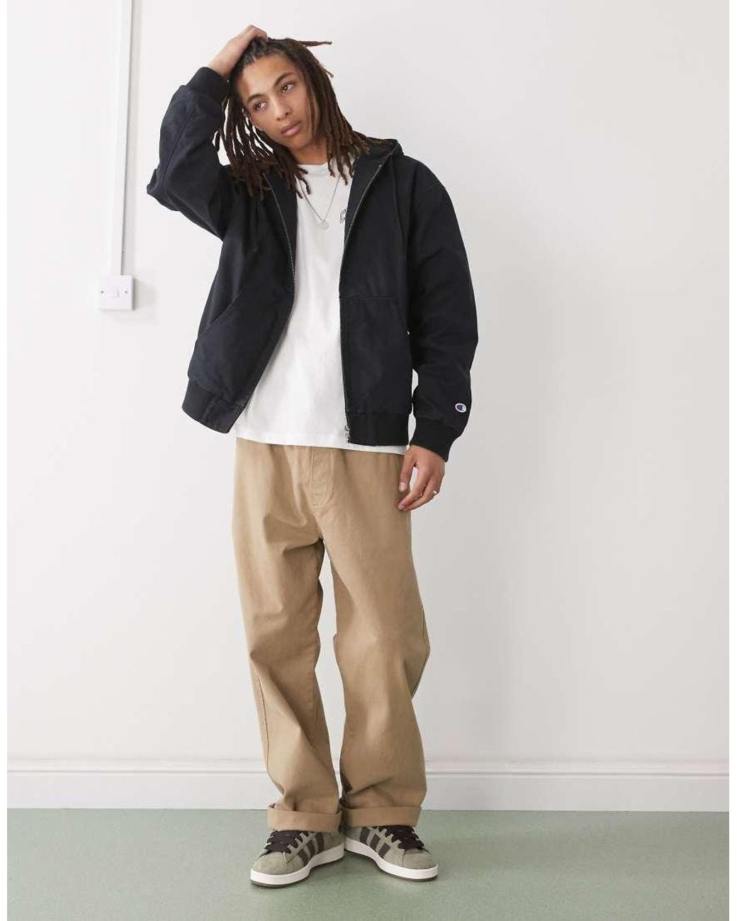 Champion Black Zip Up Woven Hooded Jacket for men
