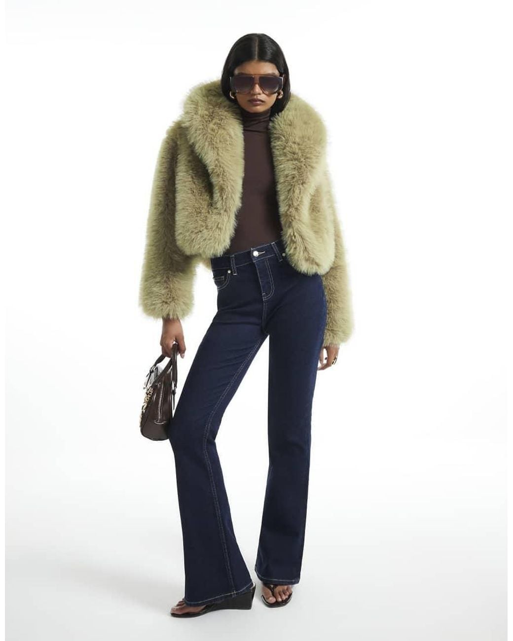 River Island Green Faux Fur Jacket