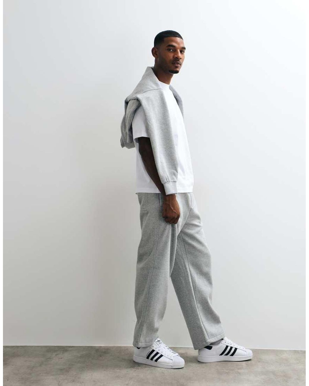 Weekday Gray Heavyweight Jersey Oversized Wide Leg joggers for men