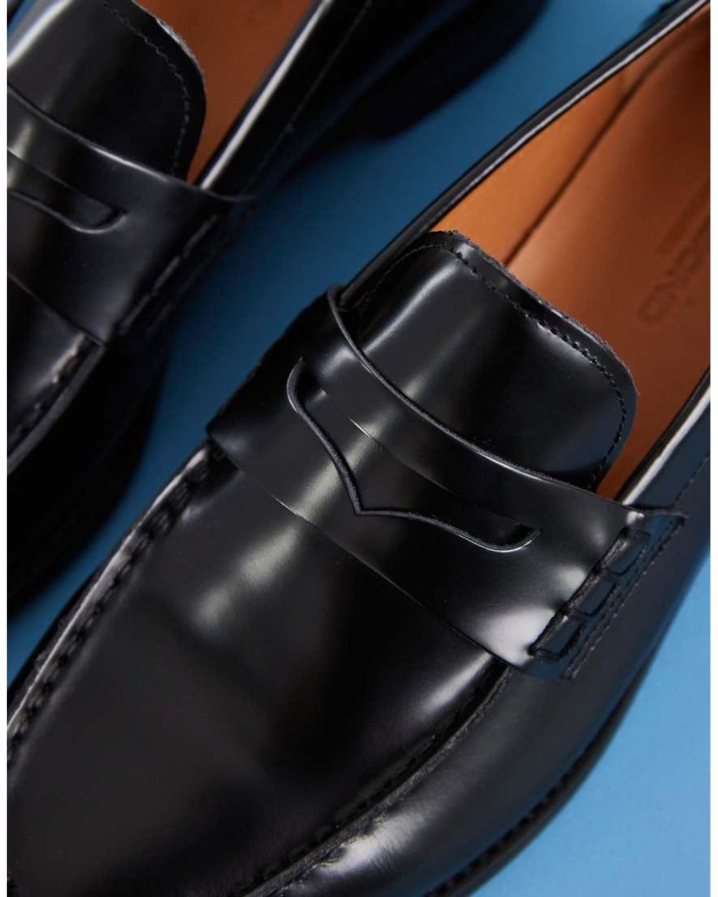 Vagabond Blue Steven Slim Leather Penny Loafers for men