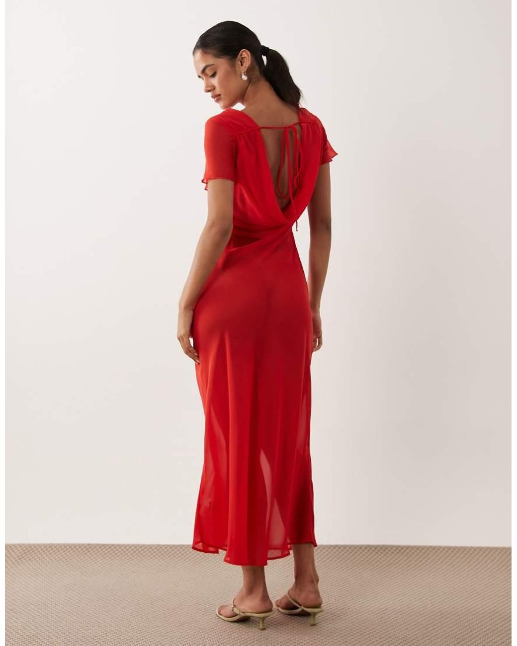 ASOS Red Cowl Back Maxi Dress