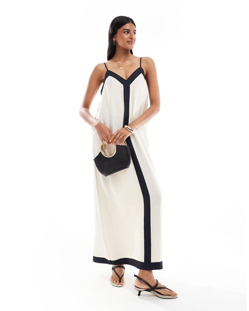 Vero Moda White Contrast Trim Cami Maxi Dress