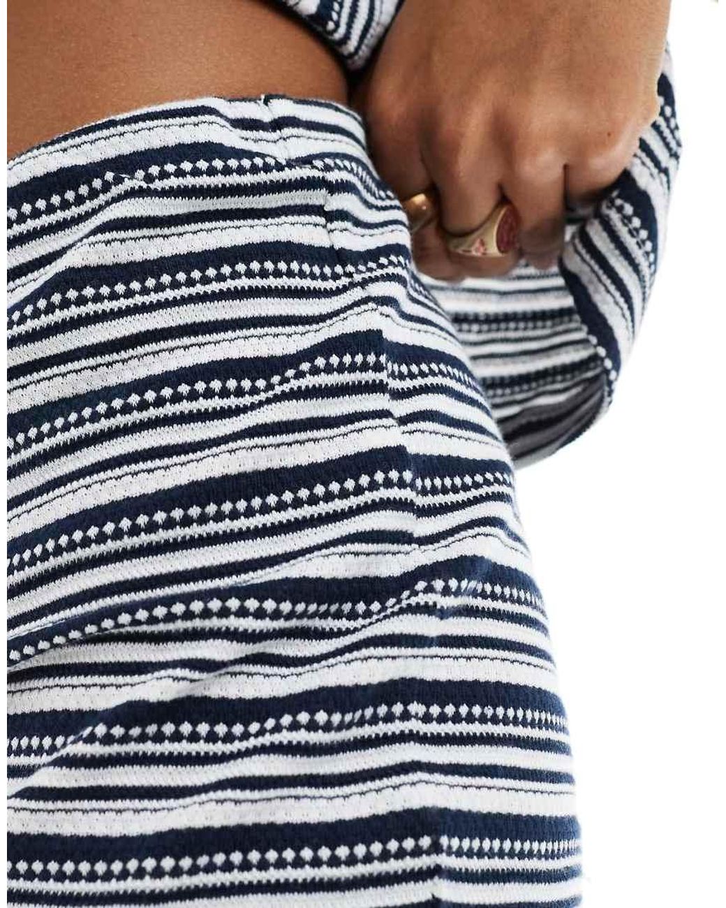 ASOS White Knitted Stripe Micro Shorts Co-ord