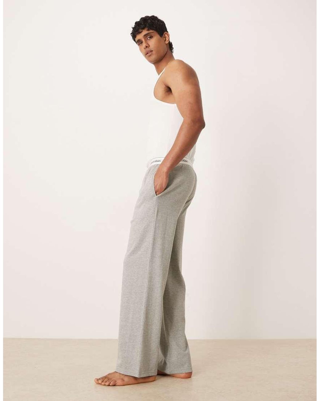 Calvin Klein Gray Icon Cotton Stretch Pyjama Bottoms for men