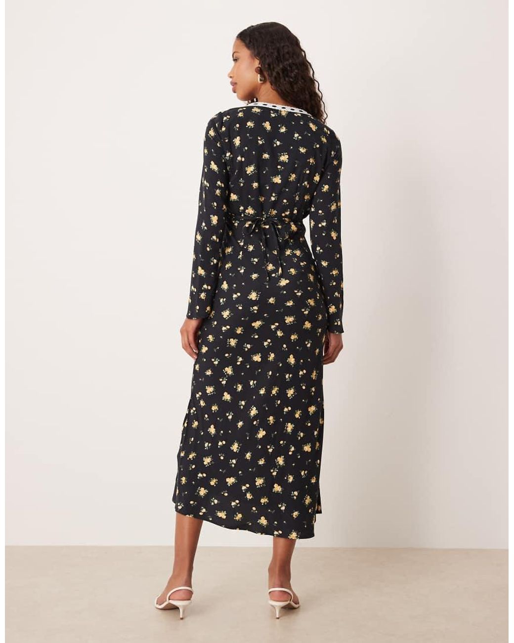 Nobody's Child Natural Naples Lace Trim Long Sleeved Maxi Dress