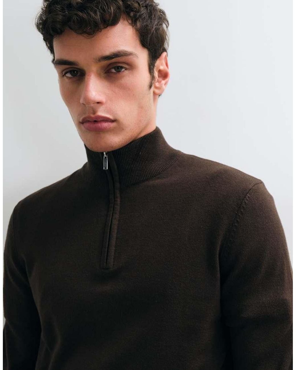 New Look Black 1/4 Zip Funnel Neck Jumper for men