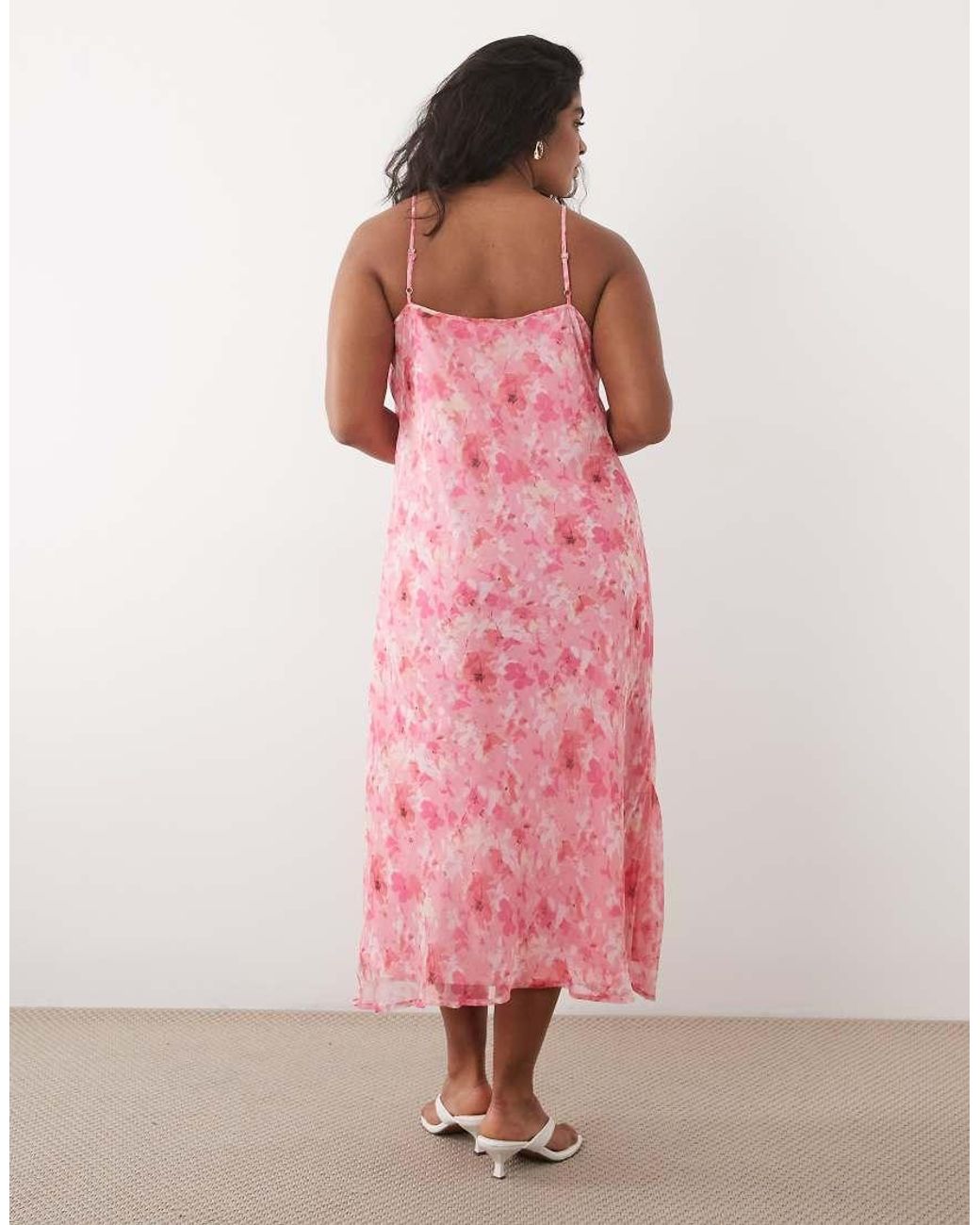 Vero Moda Pink Smilla Chiffon Cowl Neck Cami Midi Dress
