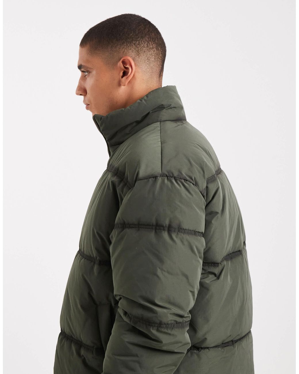 Cotton On – cropped-fit-pufferjacke in Green für Herren
