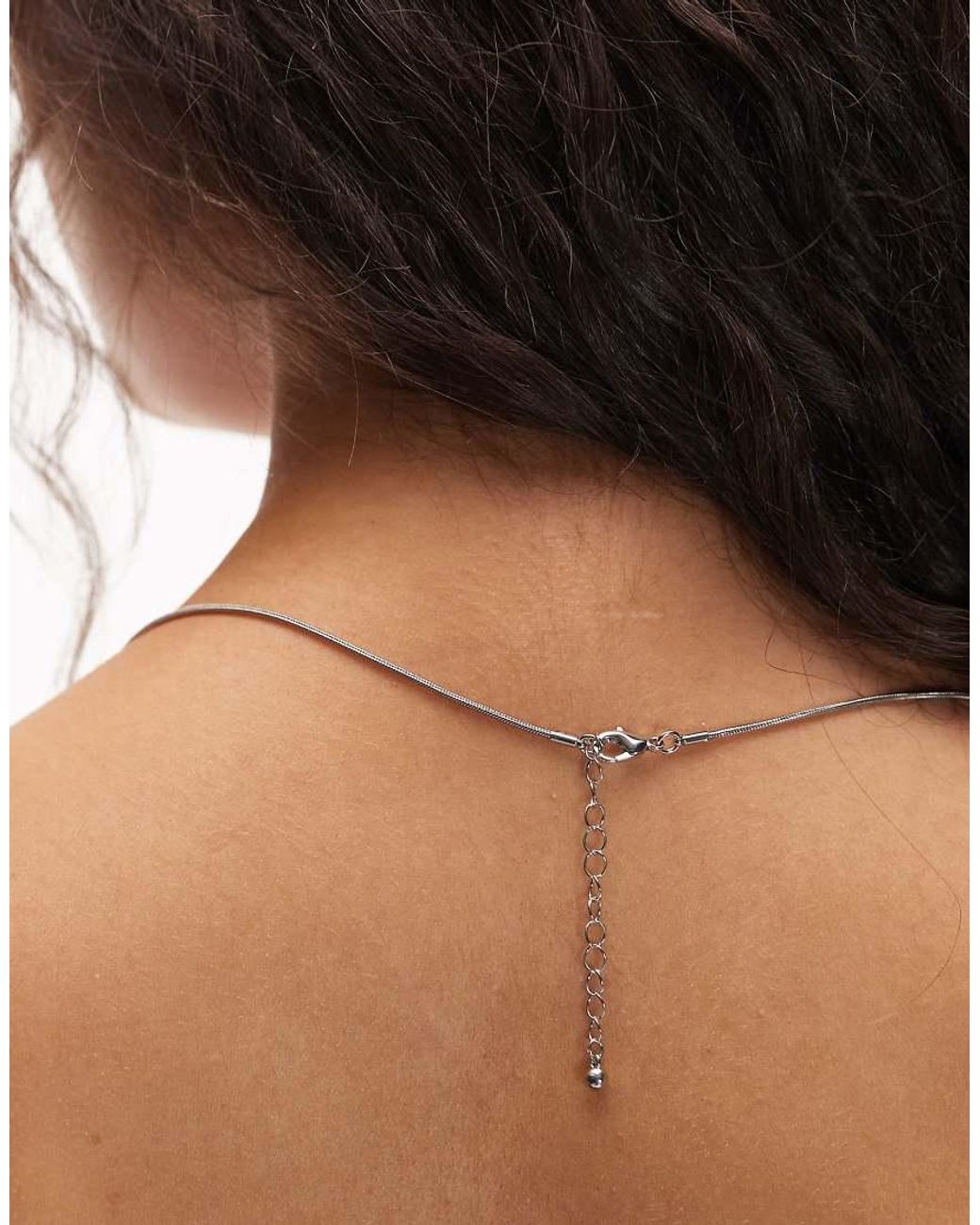 ASOS Brown Long Lariat Necklace With Teardrop Pendant