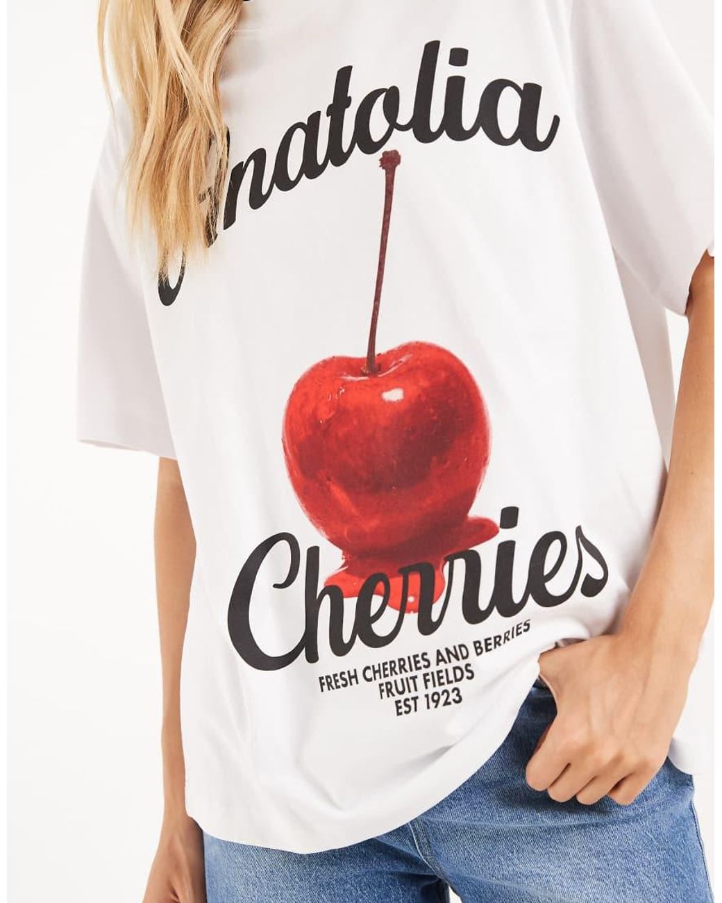 ASOS White Oversized T-Shirt With Anatolia Cherries Graphic