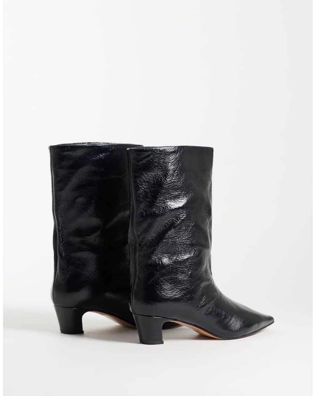 Steve Madden Black Lytton Kitten Heel Mid Ankle Boots