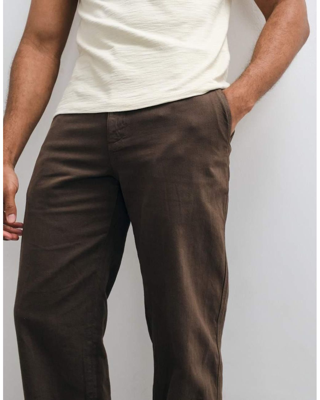 Mango Brown Relaxed Trouser for men