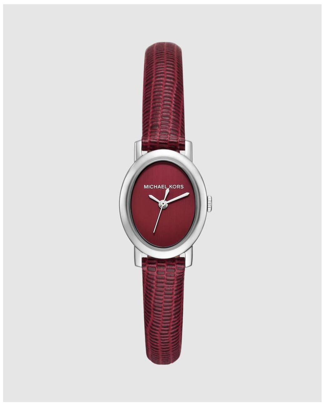 Michael Kors Red Maude Three-Hand Oxblood Leather Watch