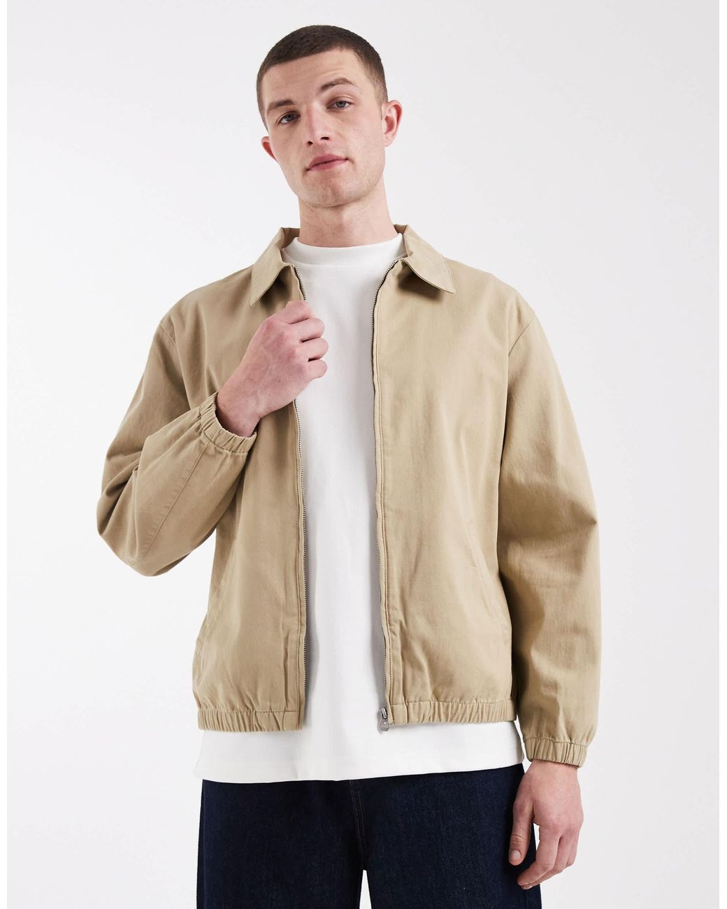 ASOS Cotton Harrington Jacket in Natural for Men | Lyst