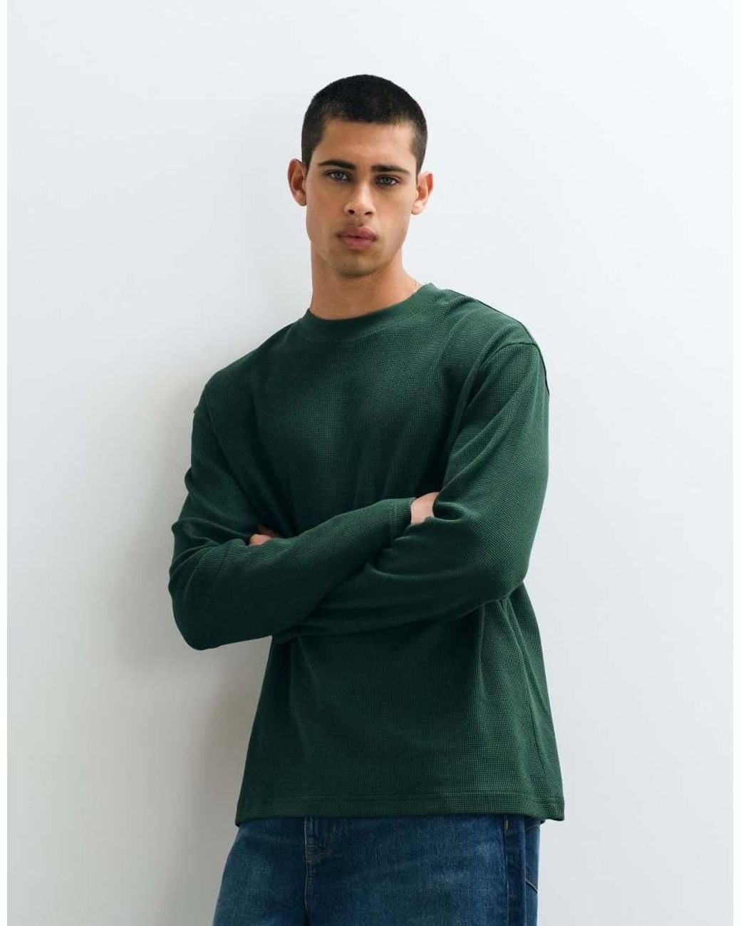ASOS Green Relaxed Long Sleeve T-shirt for men