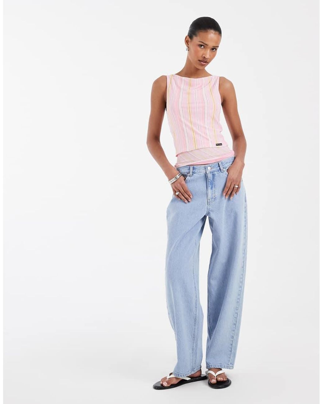 House Of Sunny White Double Layer Mesh Top