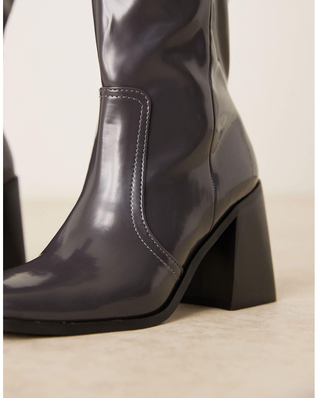 Raid Black Renzo Block Heel Knee Boots