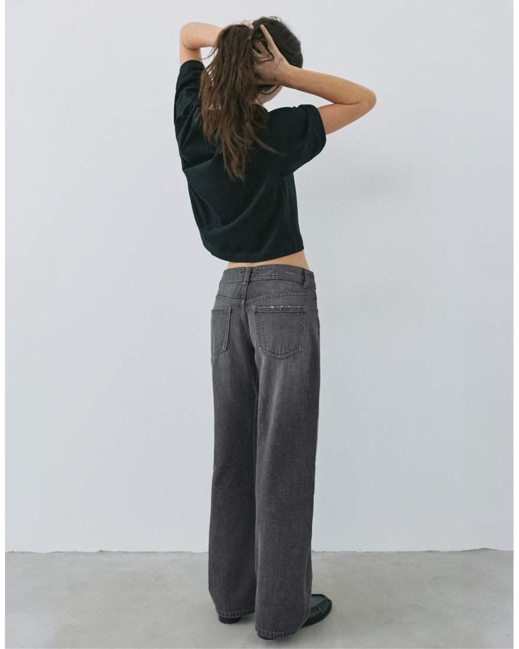 Pull&Bear Gray Petite Low-rise Straight Leg Jeans
