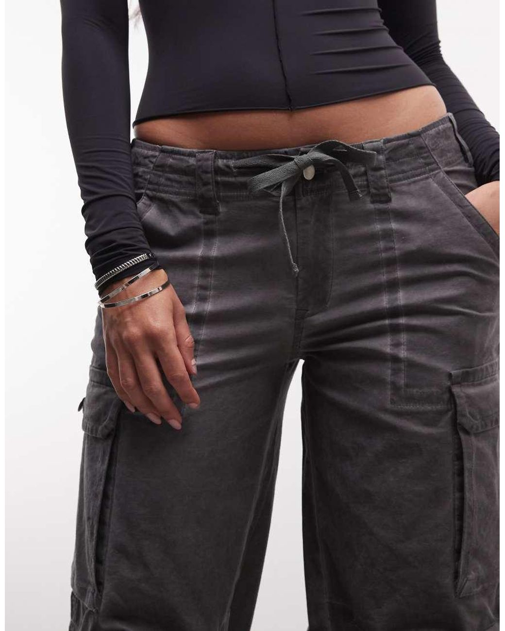 I.AM.GIA White Jaxxon Low Rise Oversized Wide Leg Cargo Trousers