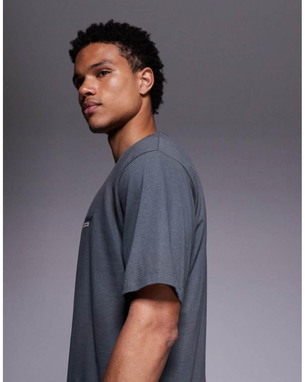 ASOS Gray Relaxed T-shirt With Text And Emblem Spine Graphic for men