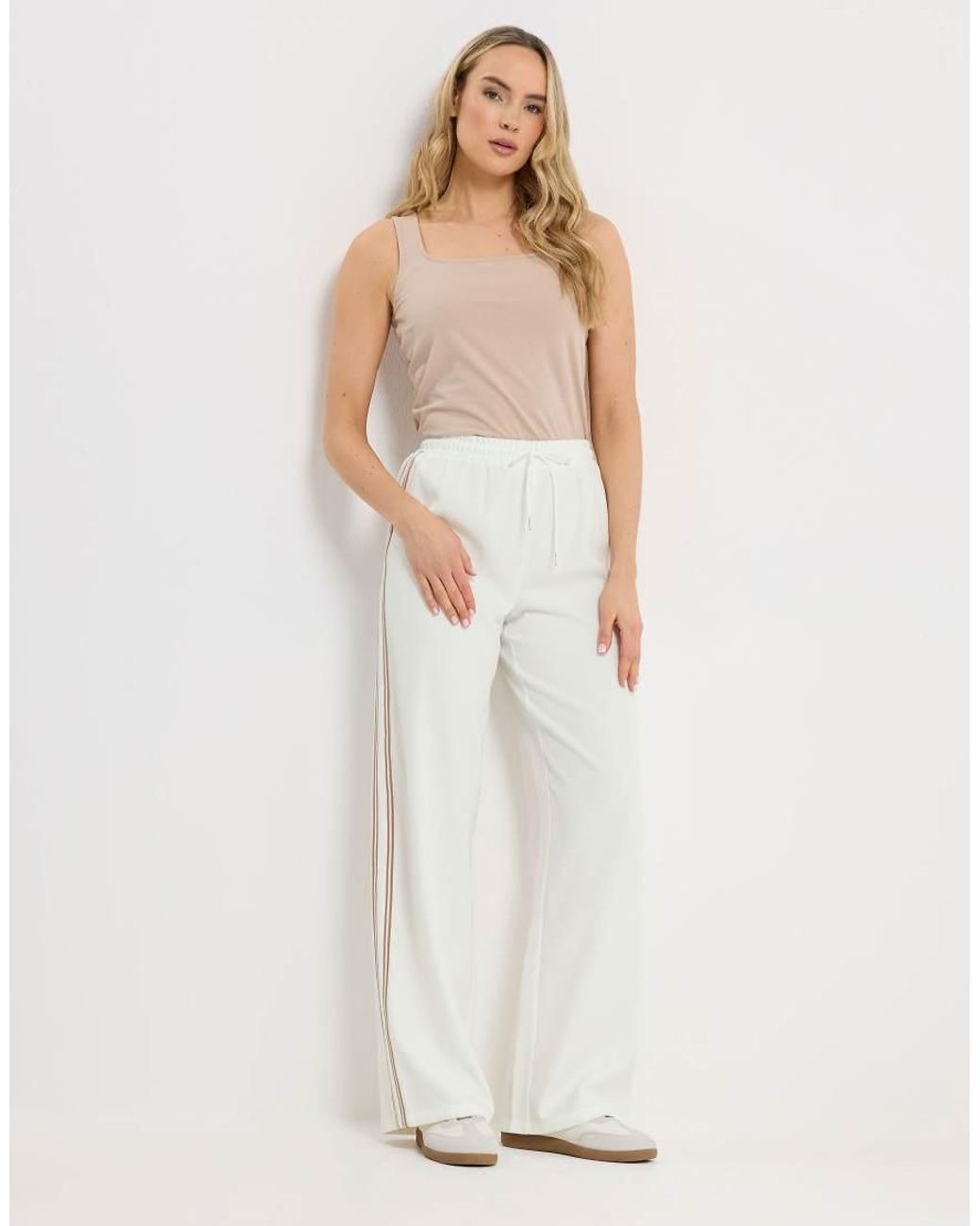 Long Tall Sally White Side Stripe Wide Leg Trousers