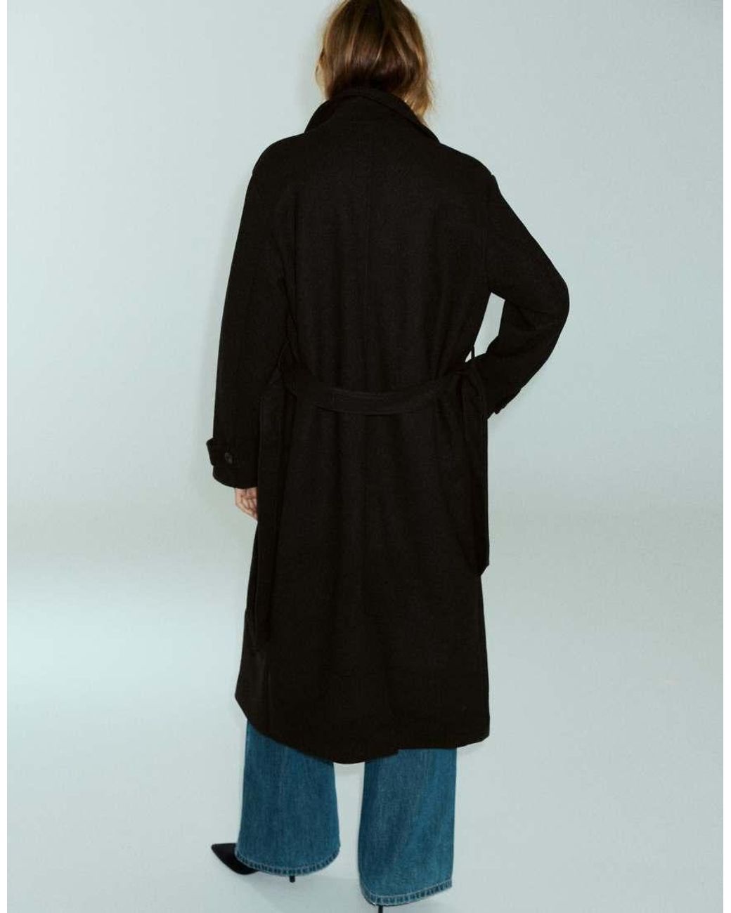 Pull&Bear Blue Long Belted Coat