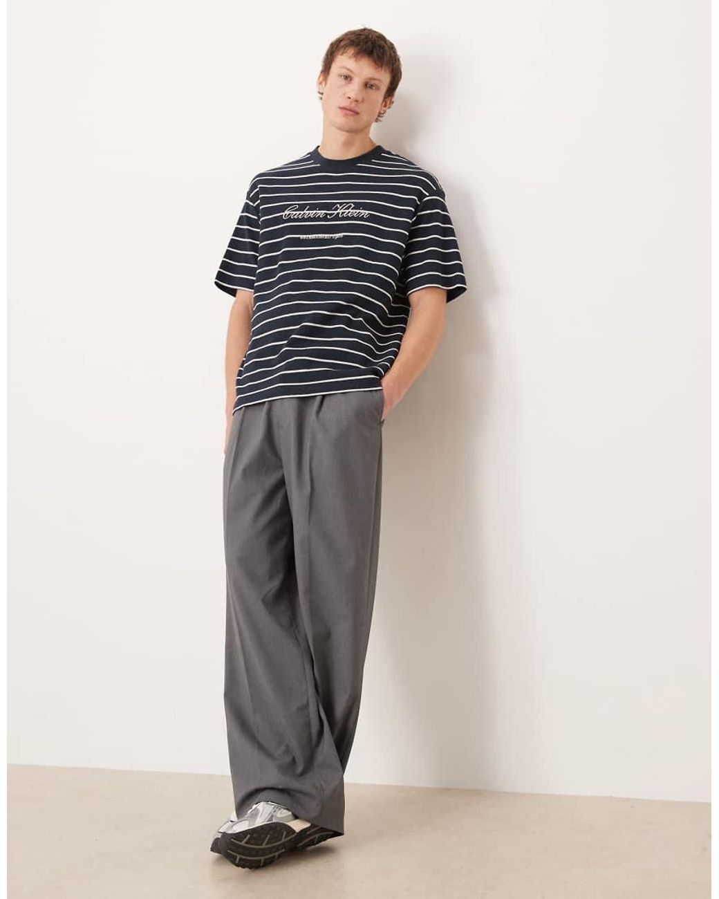 Calvin Klein Blue Relaxed Fit Pique T-Shirt for men