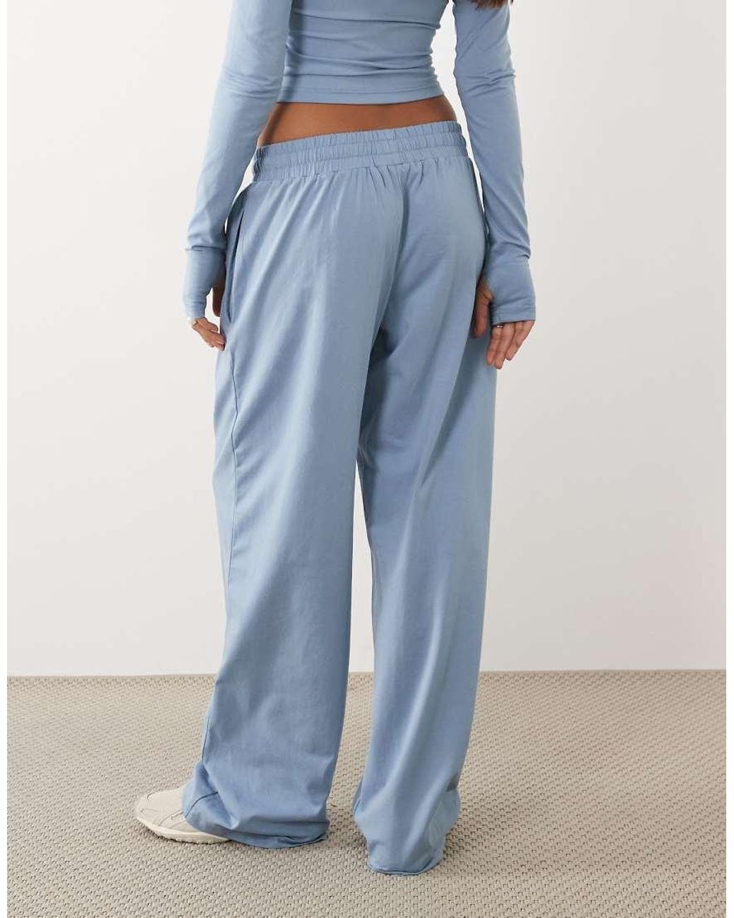Kaiia Blue Cotton Rich Wide Leg Trackies