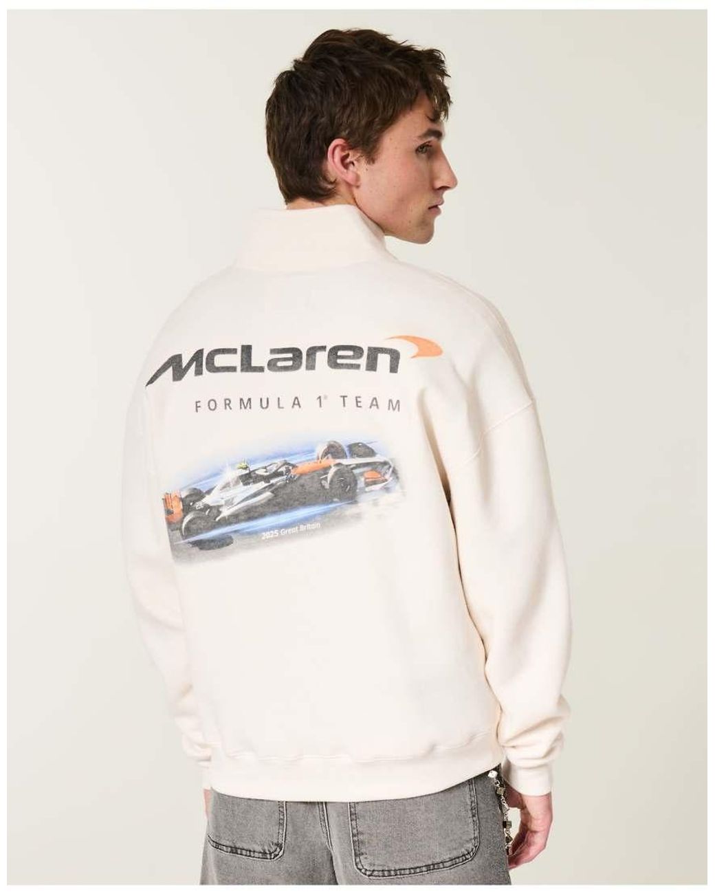 Hollister Natural Boxy Quarter-Zip Mclaren Sweatshirt for men