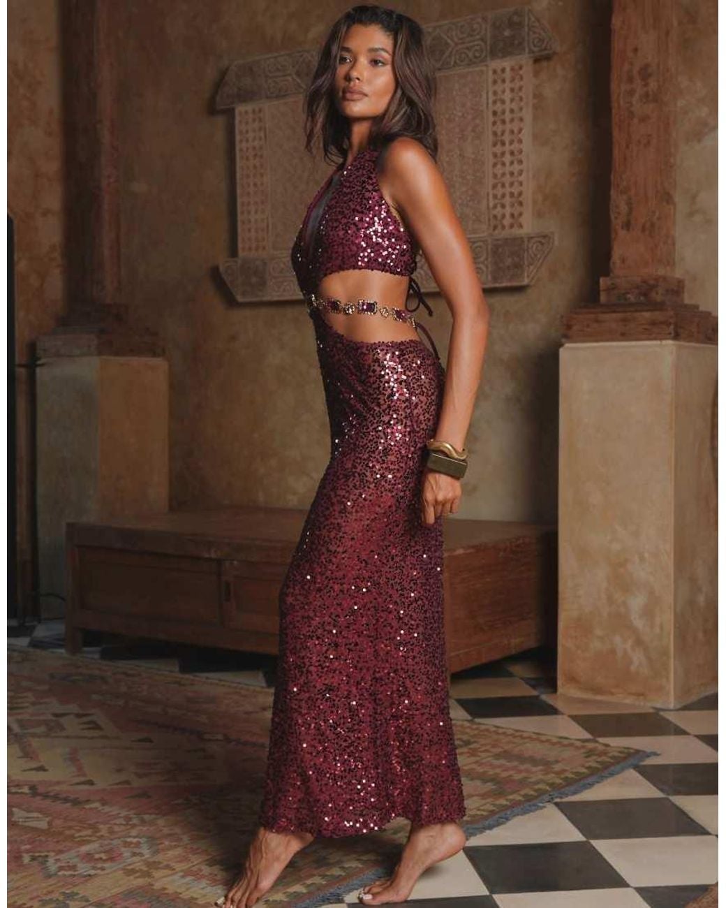 Moda Minx Brown Zarqa Maxi Dress