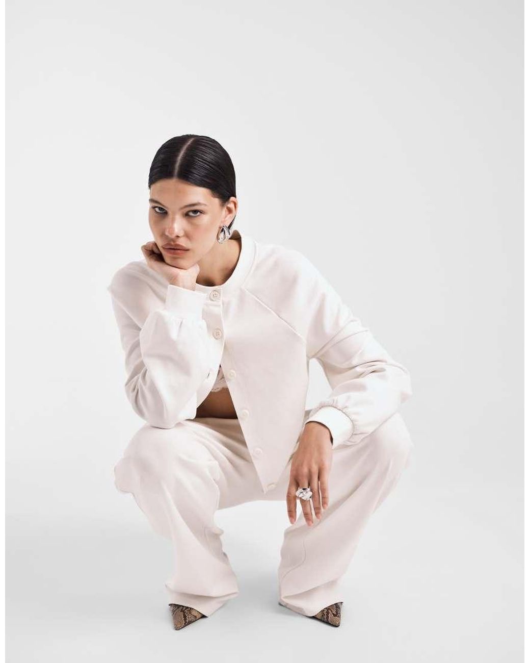 ASOS White Interlock Super Wide Leg Trouser
