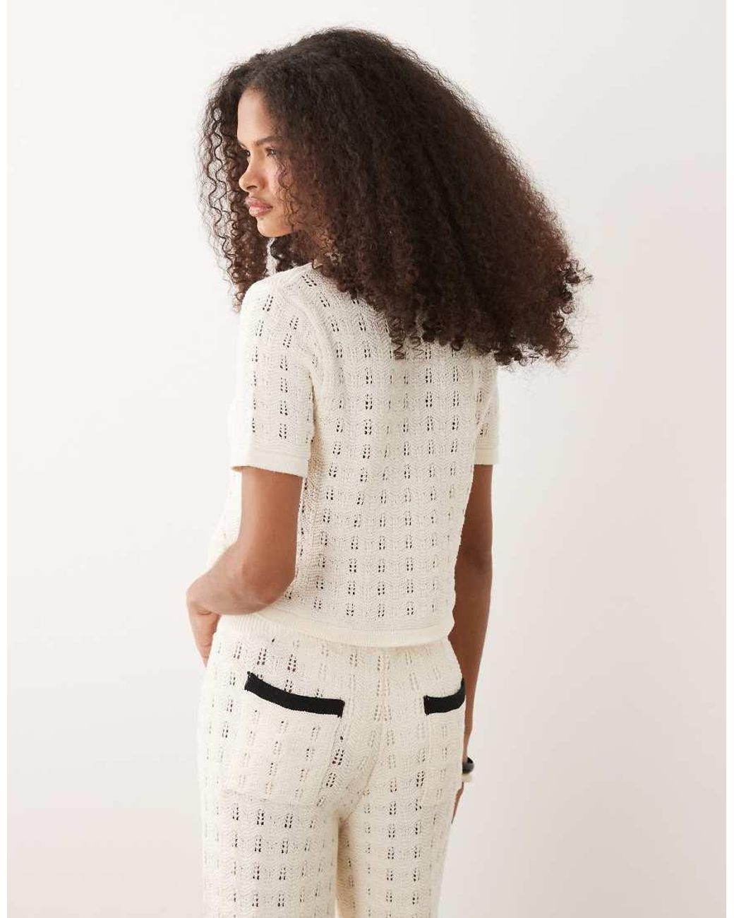 ASOS White Knitted Cotton Blend Top Co-Ord