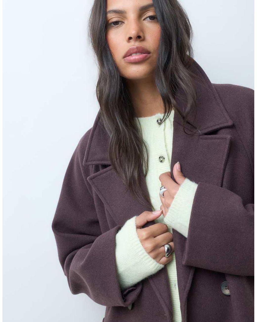 ASOS Purple Longline Double Breasted Coat