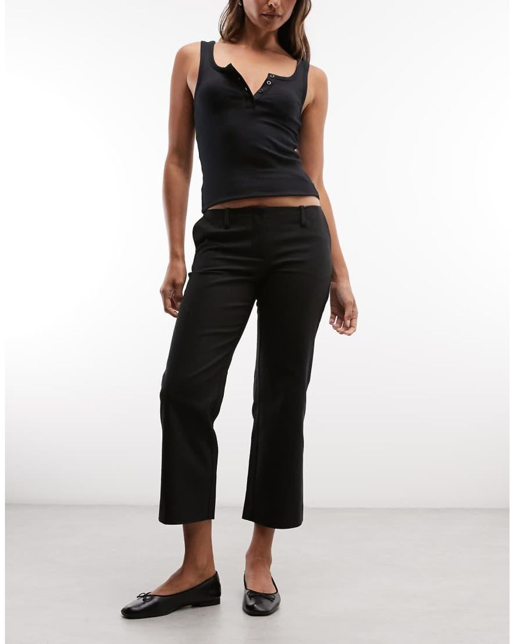 Weekday Black Cropped Tailored Trousers
