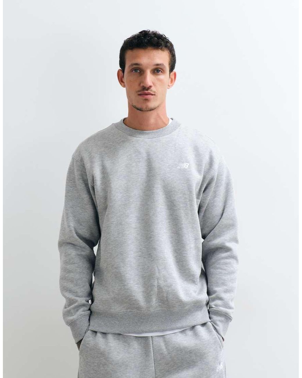 New Balance Gray Essential Fleece Sweatshirt for men