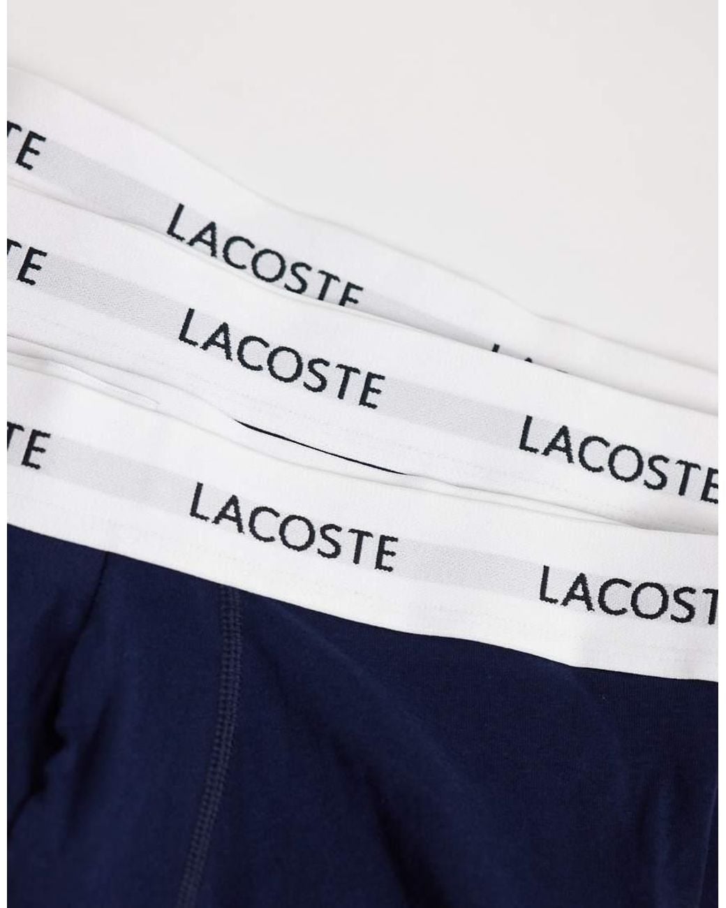 Lacoste Blue 3 Pack Waistband Stretch Cotton Trunks for men