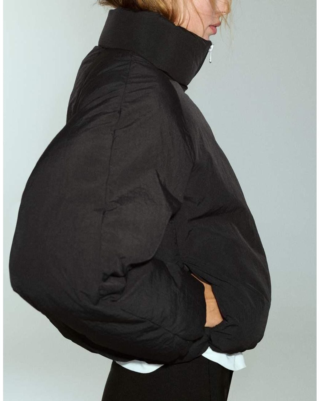 Pull&Bear Black Funnel Neck Puffer Jacket