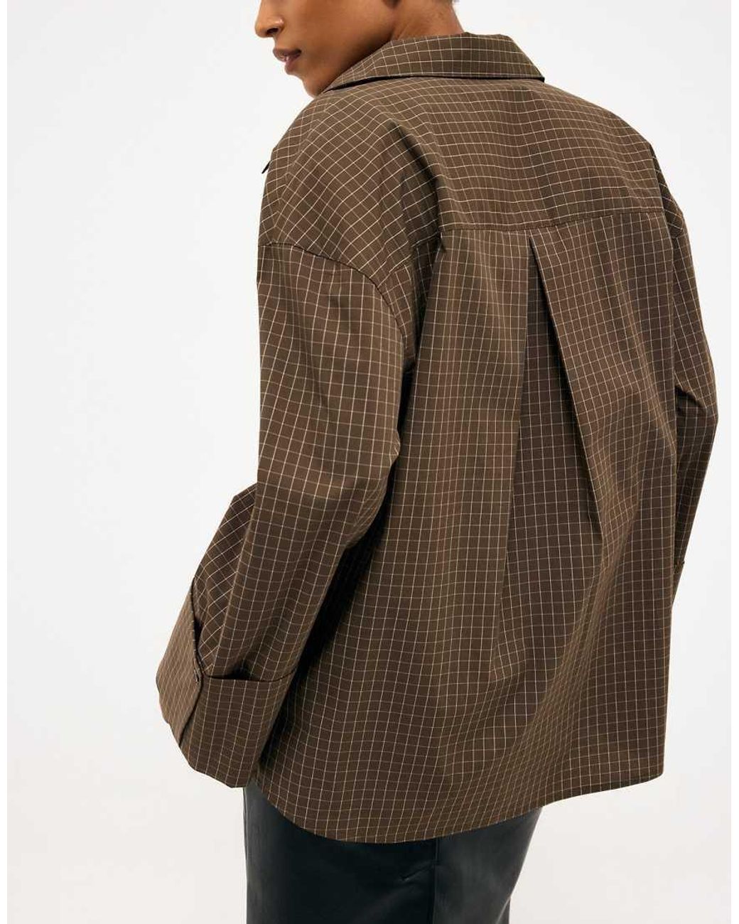 NA-KD Brown Cuff Detail Oversized Cotton Shirt
