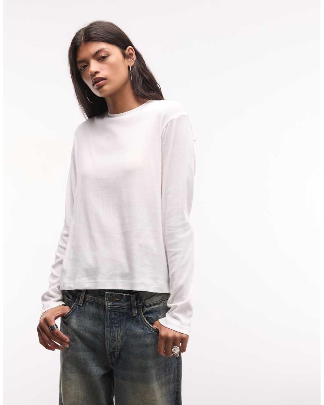 Weekday White Supersoft Long Sleeve T-shirt