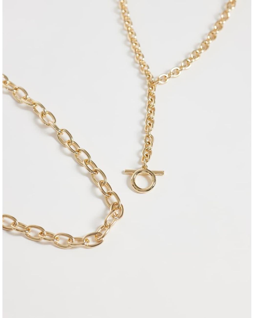 ASOS White Multi-row Chunky Chain Necklace With T-bar Pendant