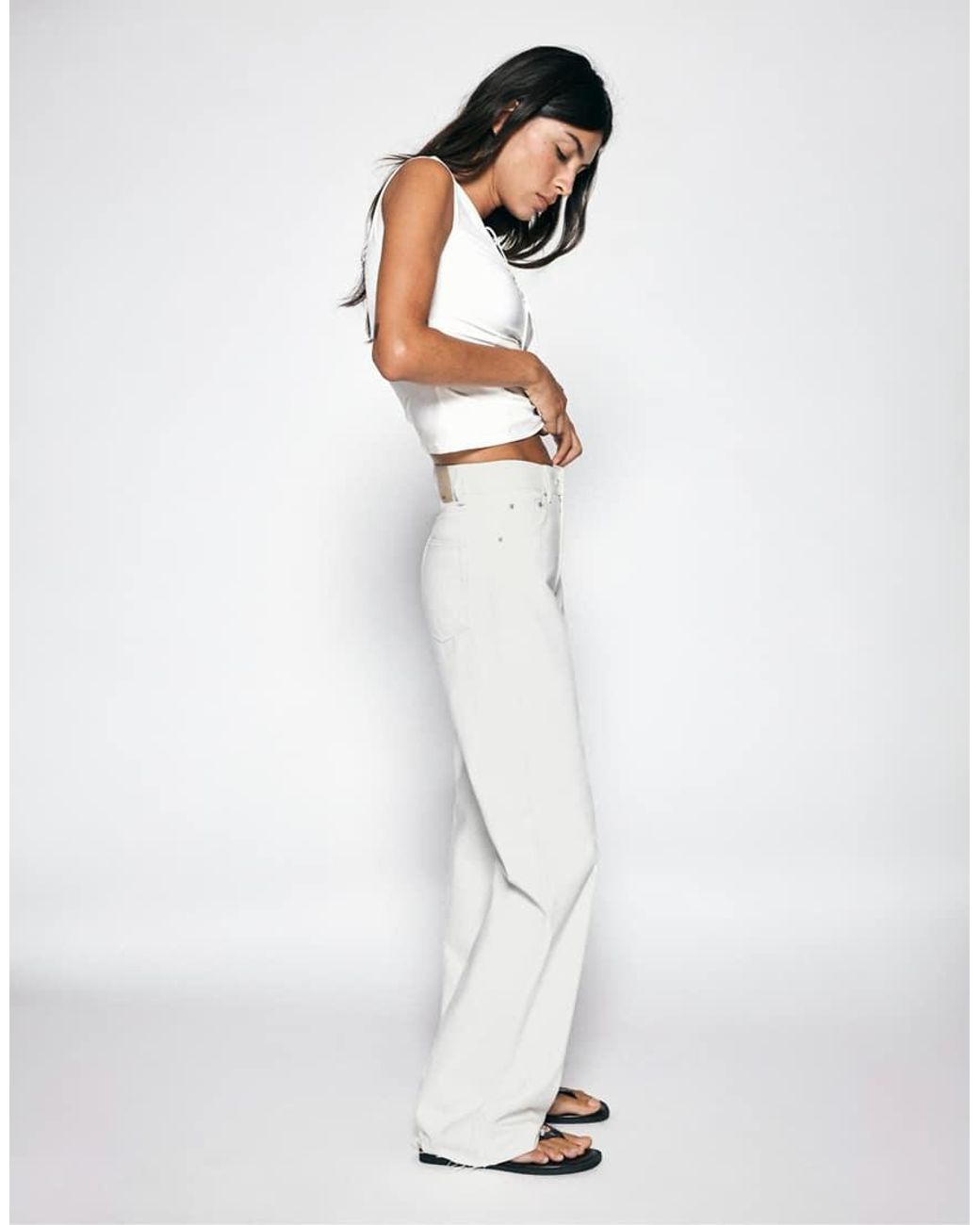 Pull&Bear White Tall Straight Wide-Leg Jeans