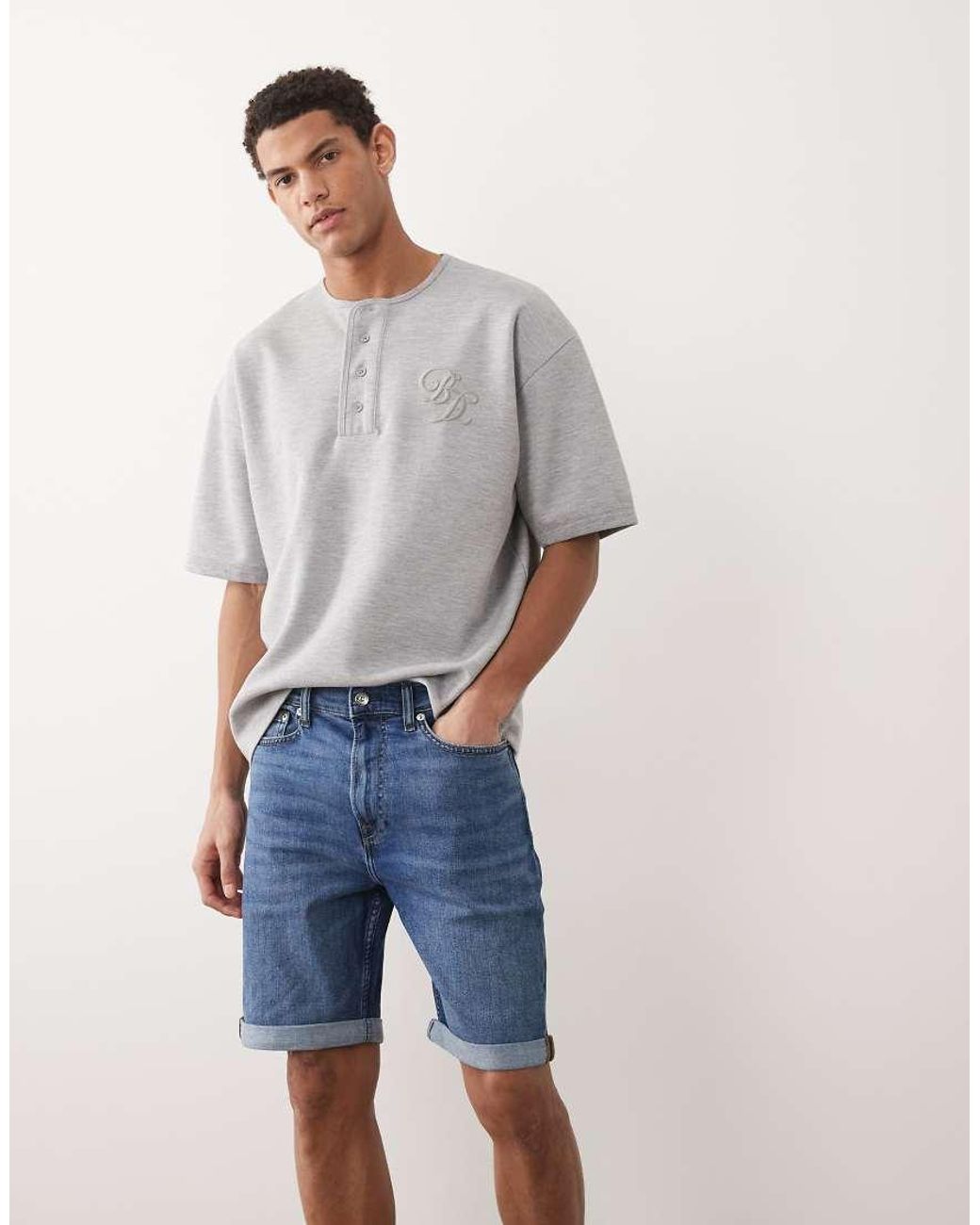 Calvin Klein Blue Slim Denim Shorts for men