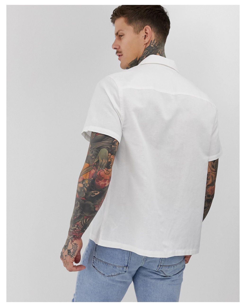 ASOS Oversized Linnen Overhemd Met Reverskraag in het Wit voor heren | Lyst  NL
