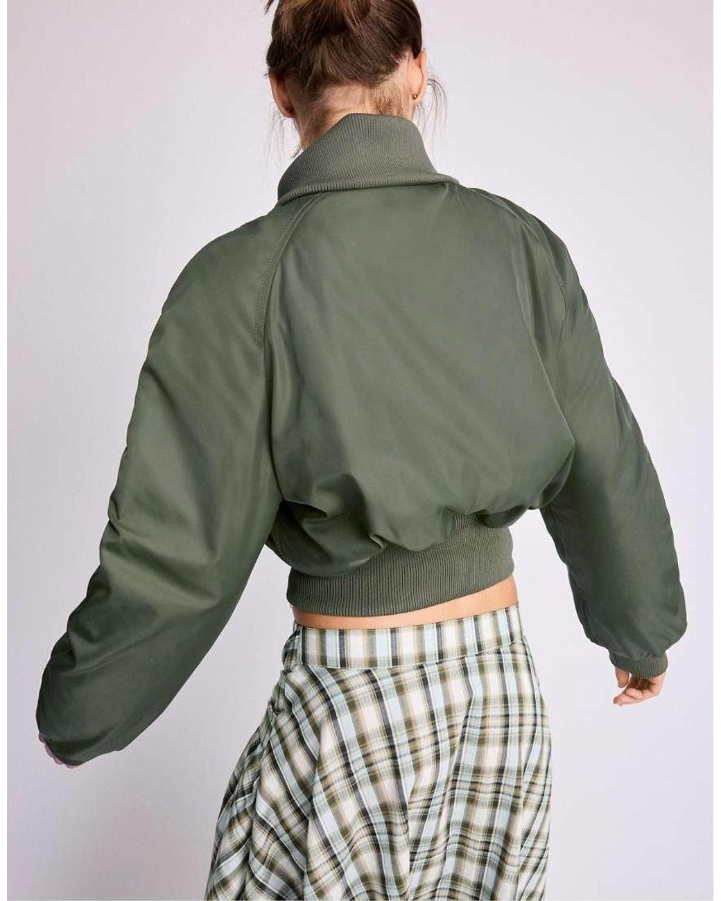Stradivarius Green Corset-Style Bomber Jacket