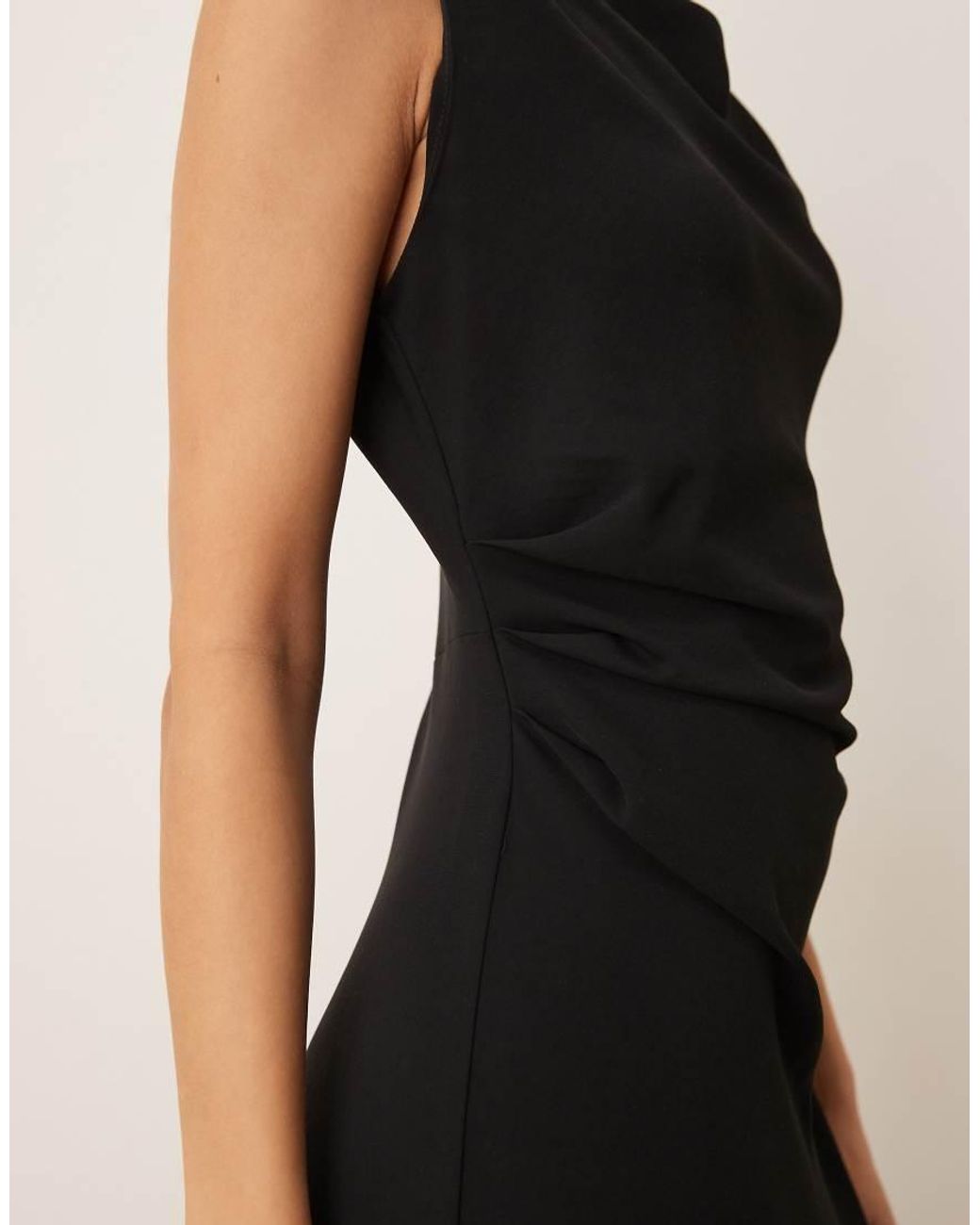 Mango Natural Sleeveless Ruched Side Midi Dress