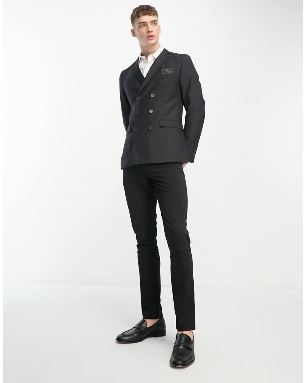 Chaqueta De Traje Con Doble Botonadura De French Connection de hombre de color Black