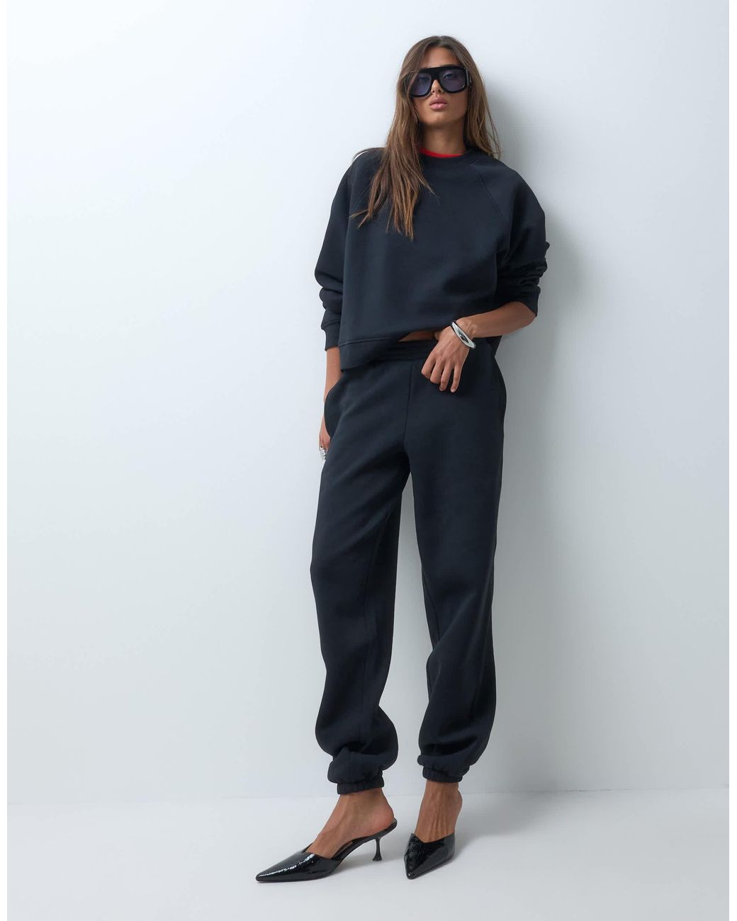 ASOS Blue Regular Raglan Brushback Sweatshirt