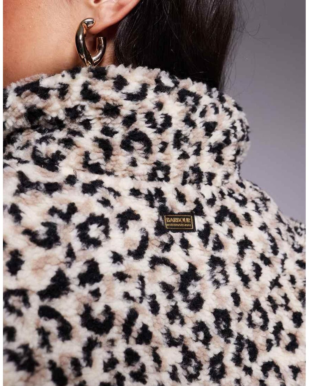 Barbour Gray Harley Leopard Fleece Jacket